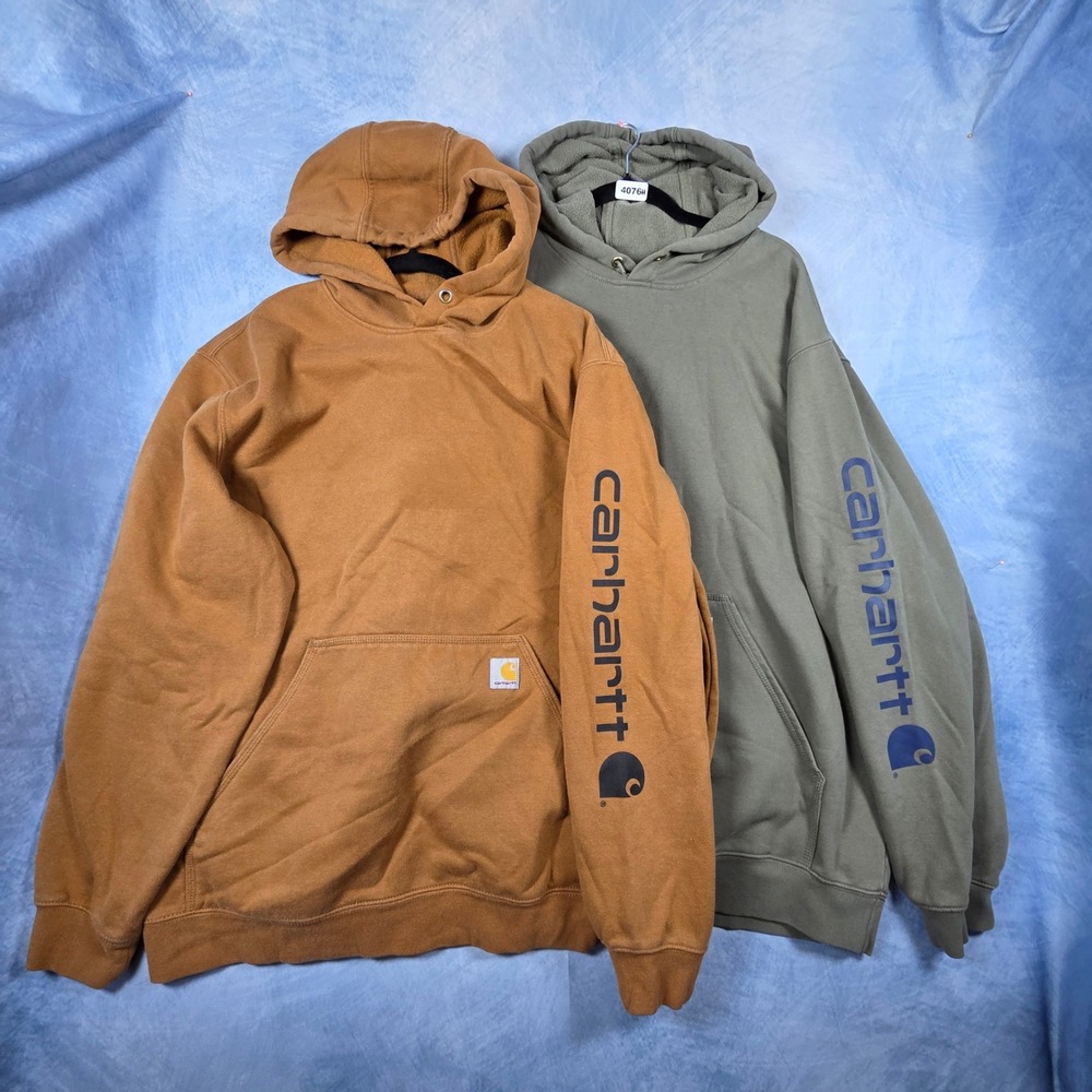 Carhartt Mens Loose Fit Midweight Logo Hoodie Bundle XL Brown Moss Green 2 Pack